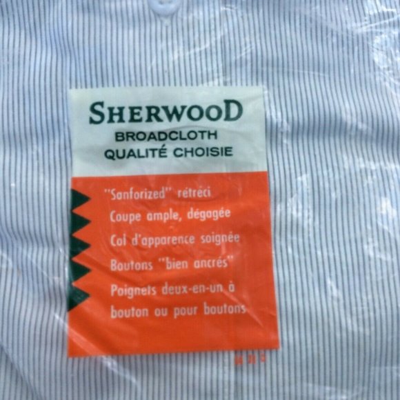 New Men's Sherwood Dress Casual Pin-Stripe Broadcloth Sanforized Shirt Sz 15 1/2 - Picture 8 of 11